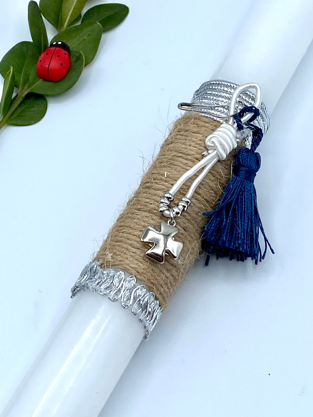 Round 11” Easter Candle with Cross Keychain EC202252