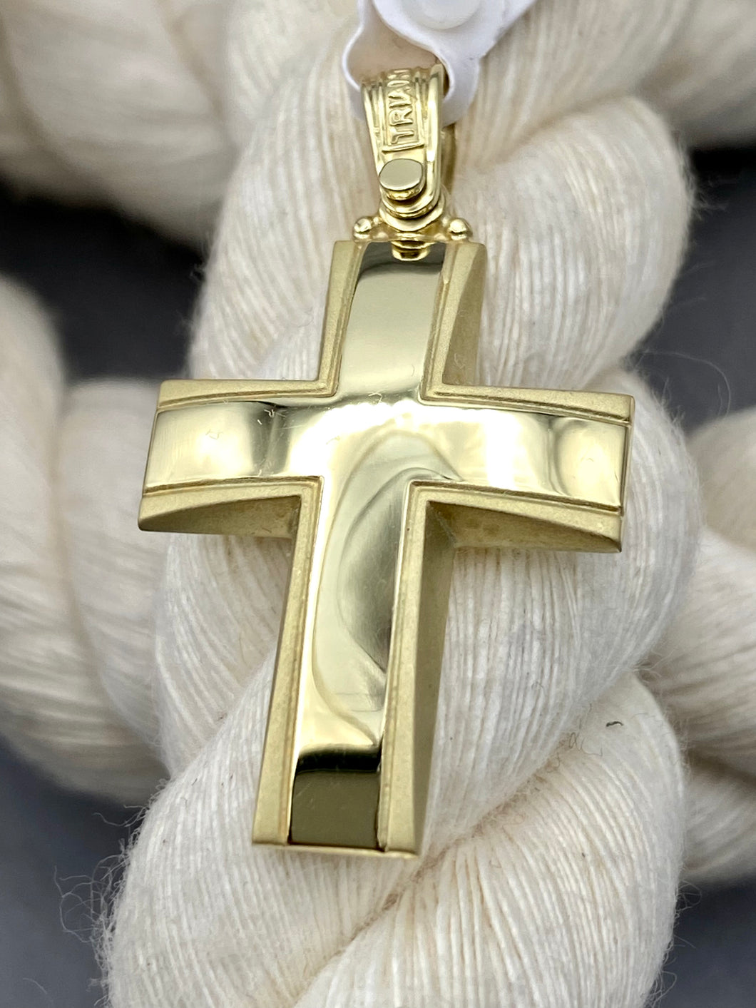 Triantos 14k Yellow  Gold Cross Polished  and Brushed 4.16g 222529