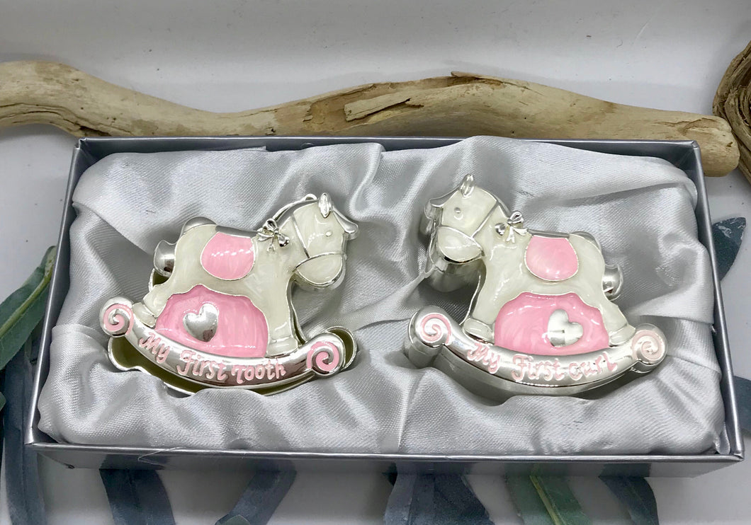 Baby My First Curl, My First Tooth Pink Rocking Horse