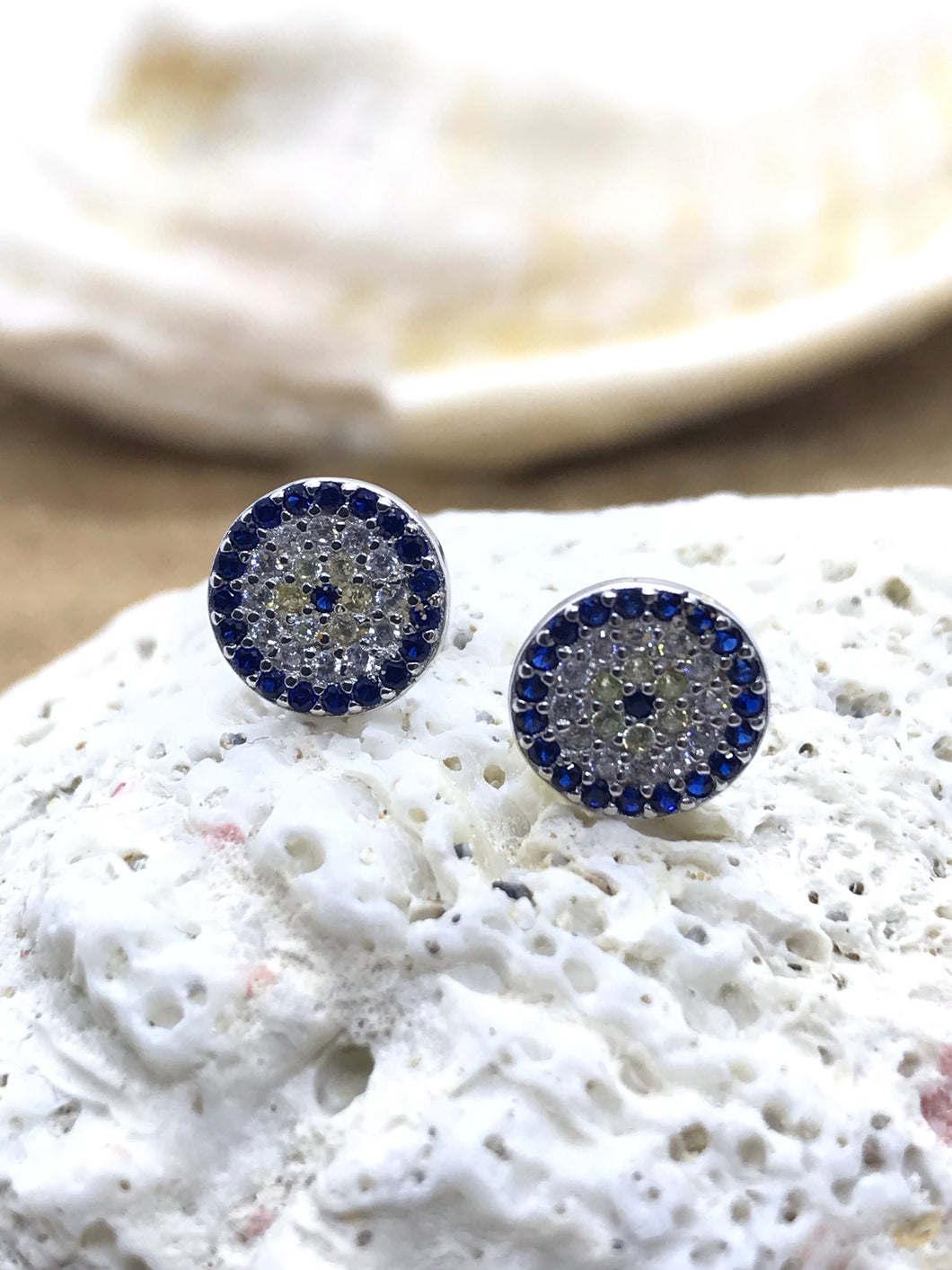 Evil Eye Mati Earrings Silver 1